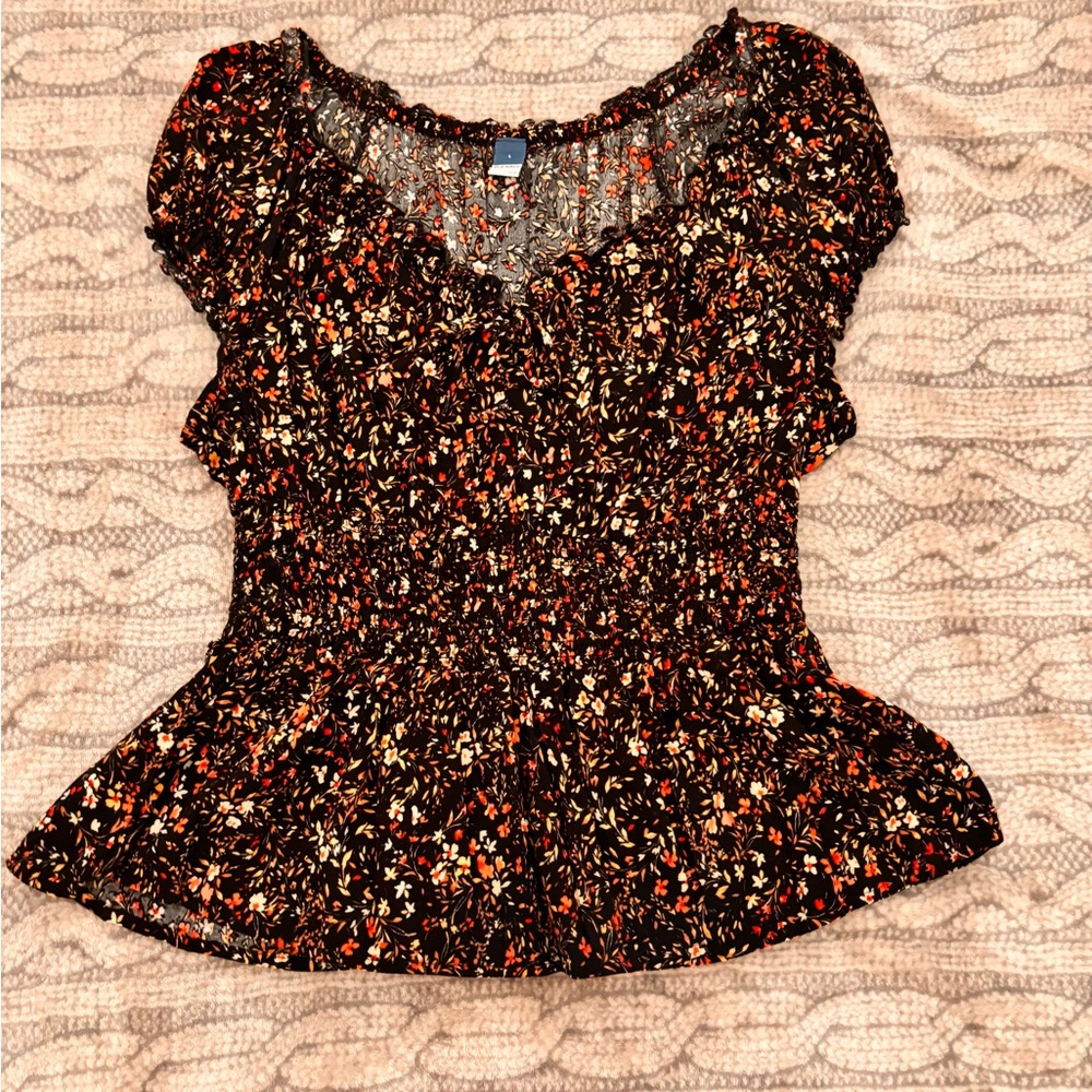 Old Navy Floral Blouse - Black and Red